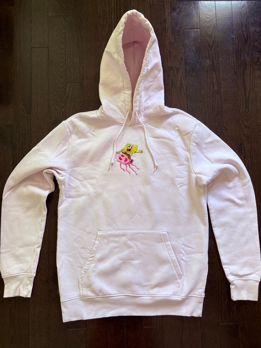 H&M Men’s Hoodie with Spongebob Jellyfish Embroidery - Light Pink